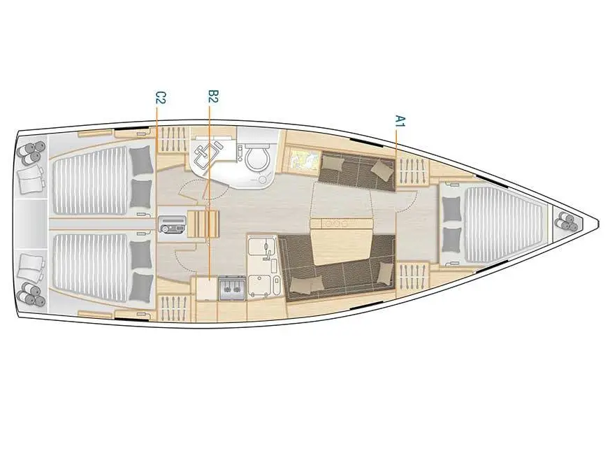 Tecla - Water maker, Solar Panel - BOTH SAILS triradial, Retractabile Bow Trust, Plan image