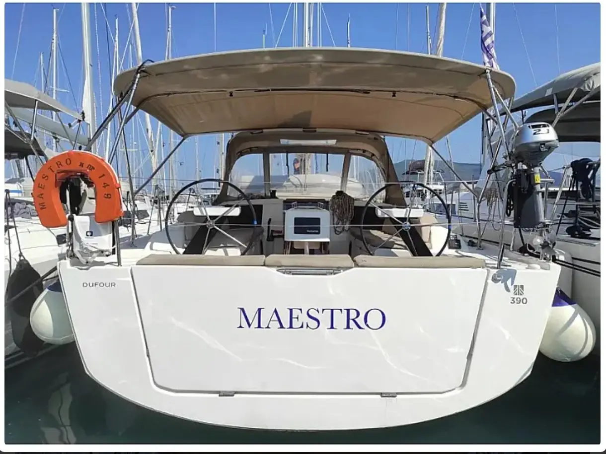 Maestro ( The boat is located in the Port of Sivota, Lefkada ) , Dufour 390 Grand Large